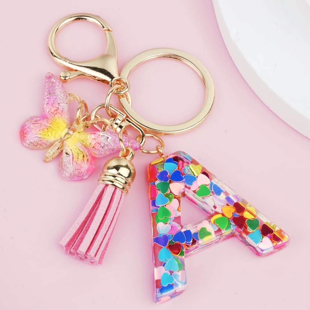 Initial Letter Keychain - Butterfly