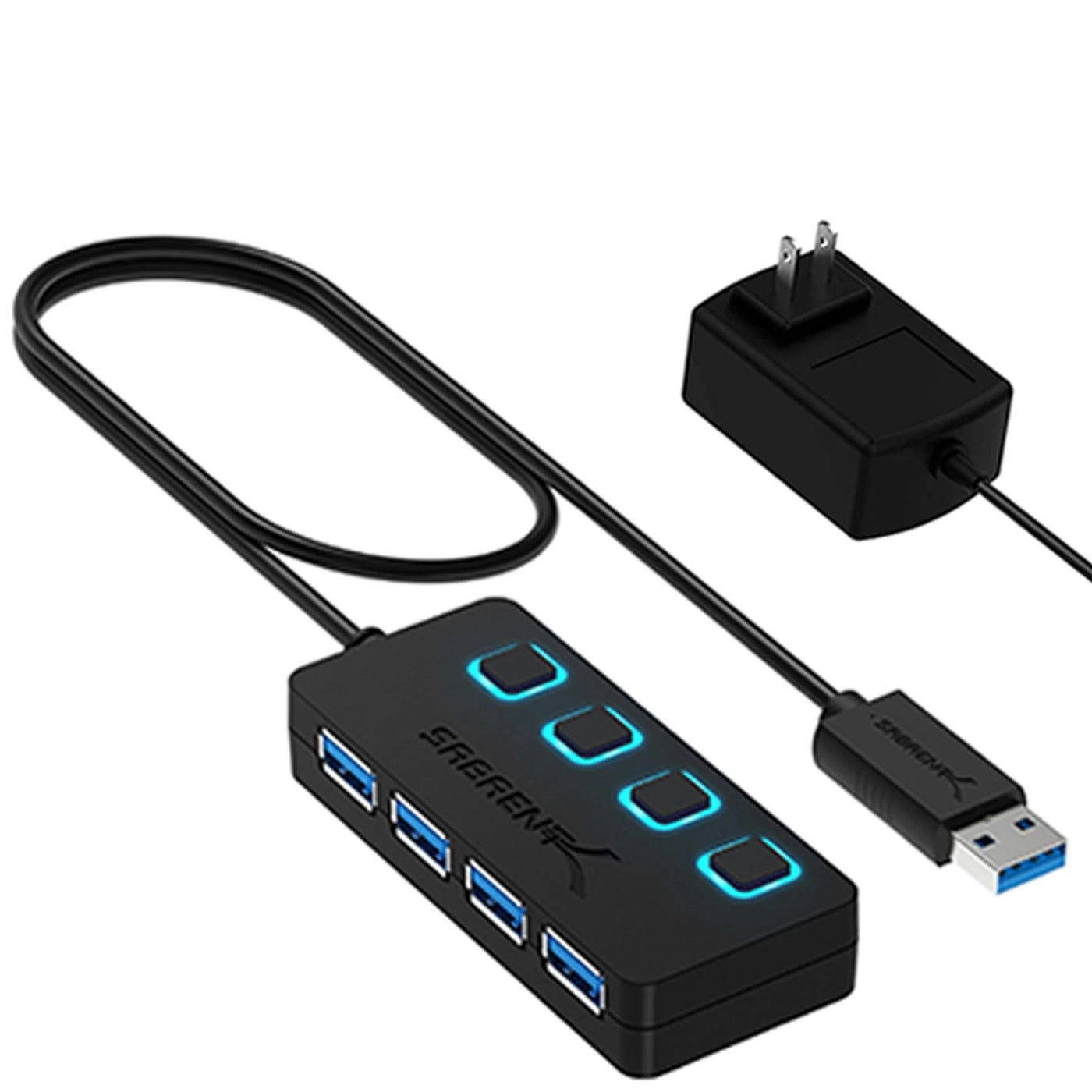 Sabrent 4 Port USB 3.0 Hub - Individual Power Switches 5V/2.5A Power Adapter