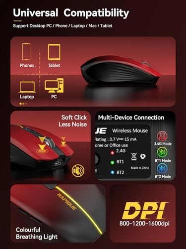 Tri-Mode Rechargeable Mouse - Wireless