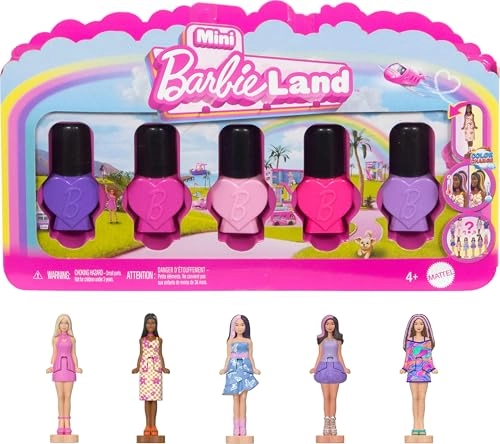 Barbie Fashionistas - Set of 5 Mini Dolls in Nail Polish Containers Ages 4+
