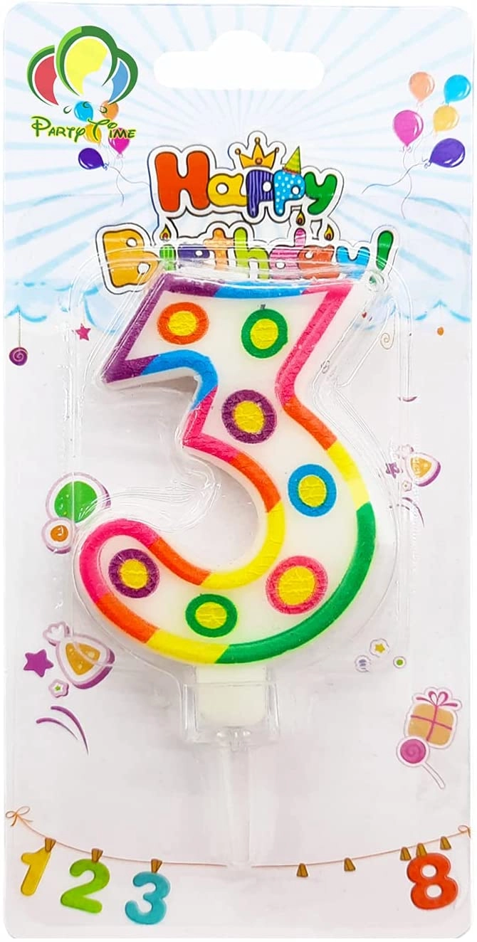 Party Time Trading LLC Colorful Polkadots Candle Number 0 - Birthday Anniversary Valentines