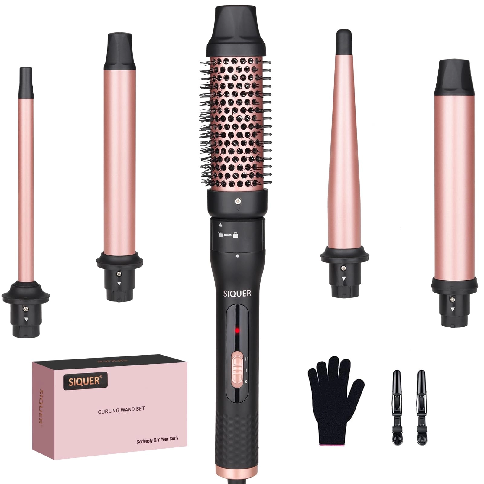 siquer 5 in 1 Curling Wand - 1 1/2 Inch 1/2 Inch 1 Inch 1 1/4 Inch 1 1/2 Inch