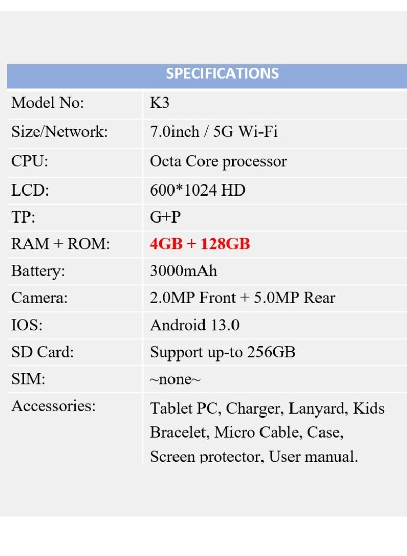K3 - 4GB 7-inch 128GB