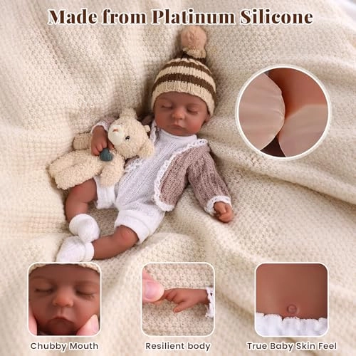 Reborn Baby Doll - 12inch Full Body Silicone Black Ages 3+