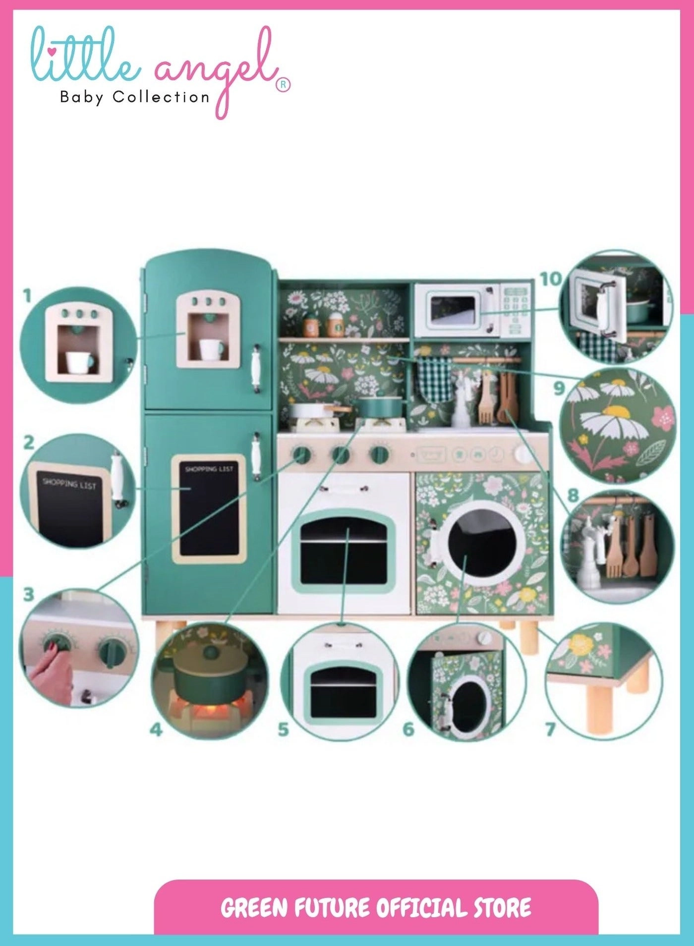 Luxury Kids Wooden Play Kitchen Set (W)