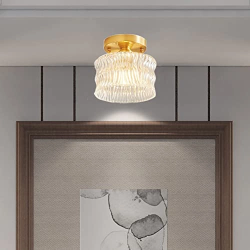 Mid Century Modern Ceiling Light - E14 Base Glass Copper 1 Light