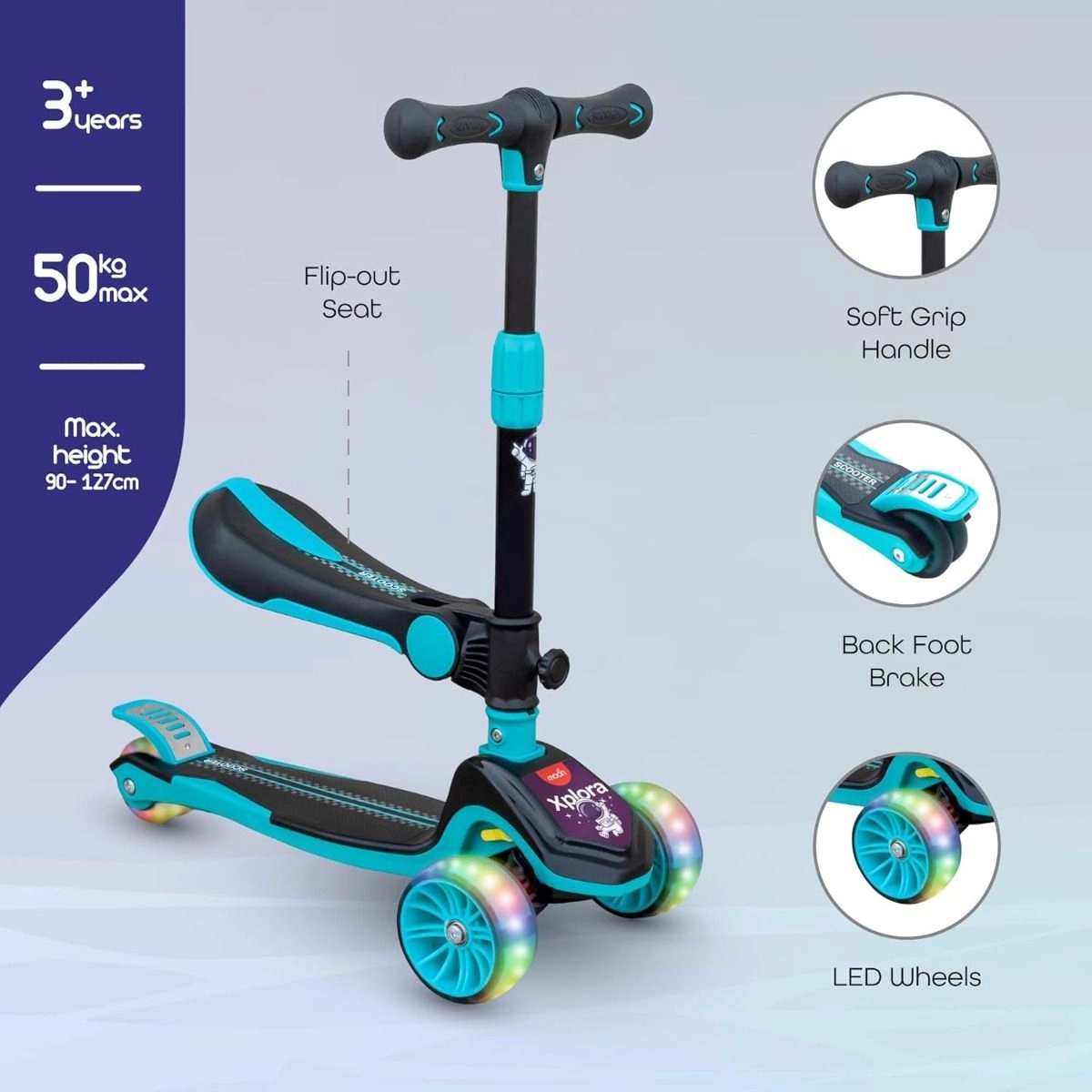 Xplora Kick Scooter – Foldable LED + Seat