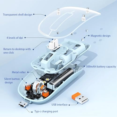 Transparent Wireless Bluetooth Mouse - Bluetooth Radio Frequency