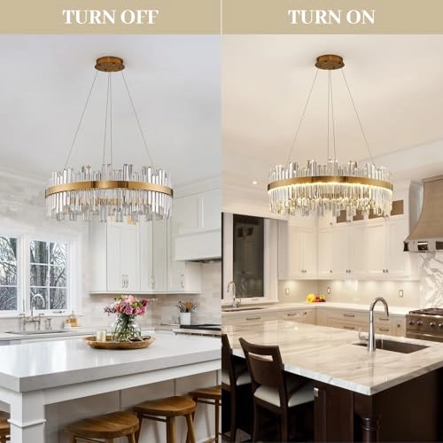 Rectangle LED Crystal Chandelier - 3 Colors Dimmable