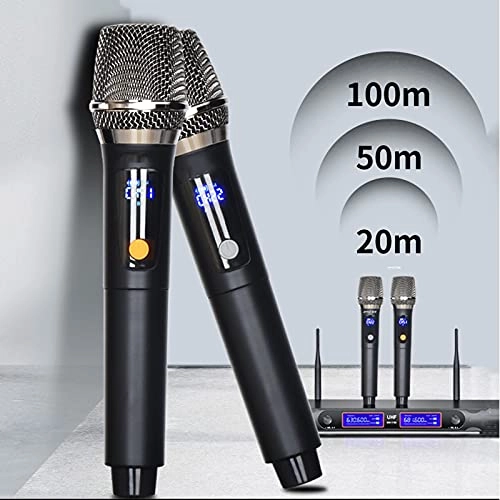 UHF Dual Frequency Wireless Handheld Microphone + Receiver - 2 Microphone