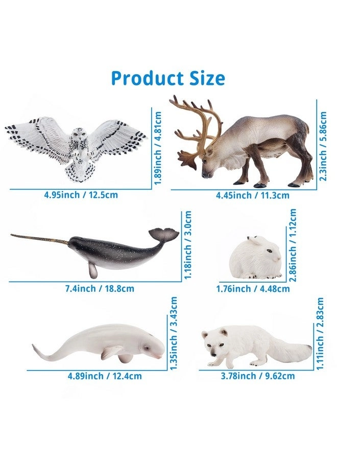 Polar Animals Figurines - Polar Bear Caribou Whales Walrus 12pcs 4-7"