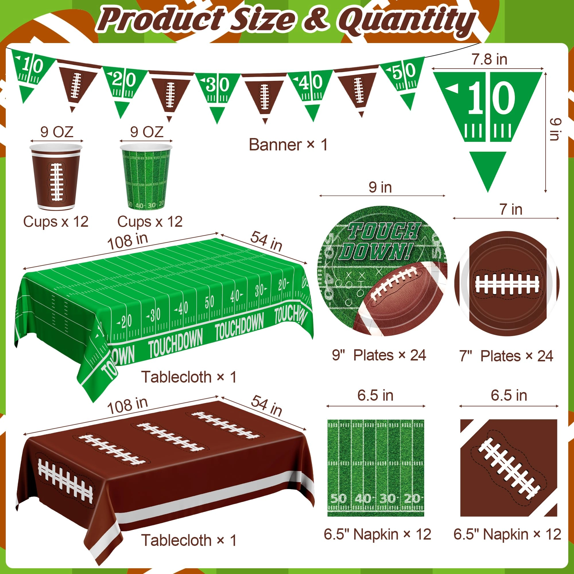 Football-PlateSet24 - 99 Pcs Football Party