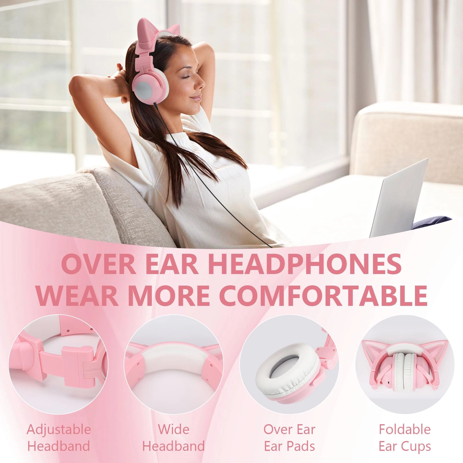 Cat Ear Bluetooth Headphones Wireless Headphone
