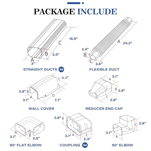 Line Cover Kit - mini split or central AC system ranging from 7000 BTU to 24000 BTU