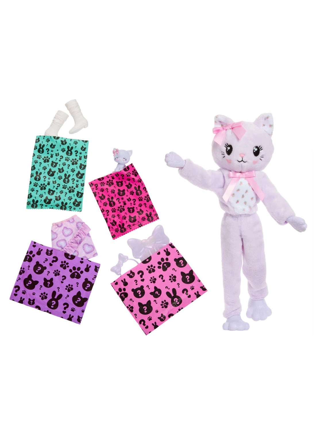 Barbie Cutie Reveal - JJP64 + Cuddly Series Kitten - 10 Surprises