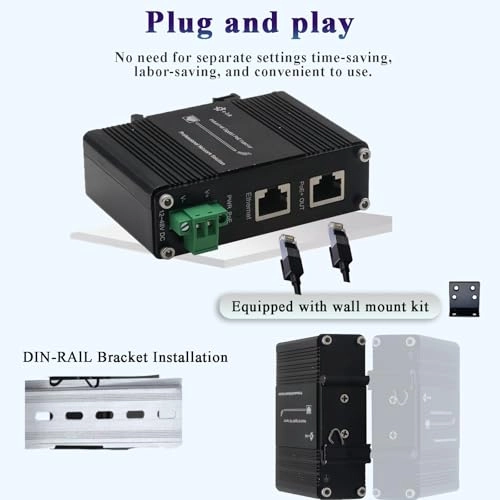Mini Gigabit PoE+ Injector - 12-48V DC 30W IEEE 802.3 af/at 1000 Megabits Per Second