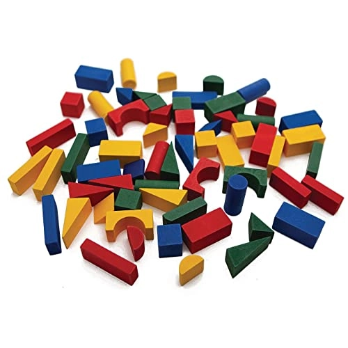 Colored Wooden Block Set - 65 pieces