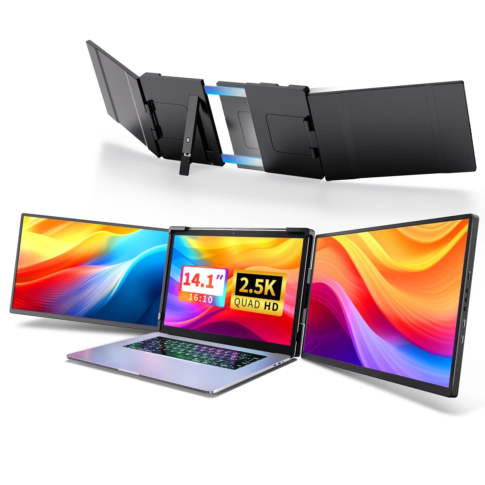 Triple Screen Laptop Monitor Extender - F-DR145 14.1 Inches 2560x1600