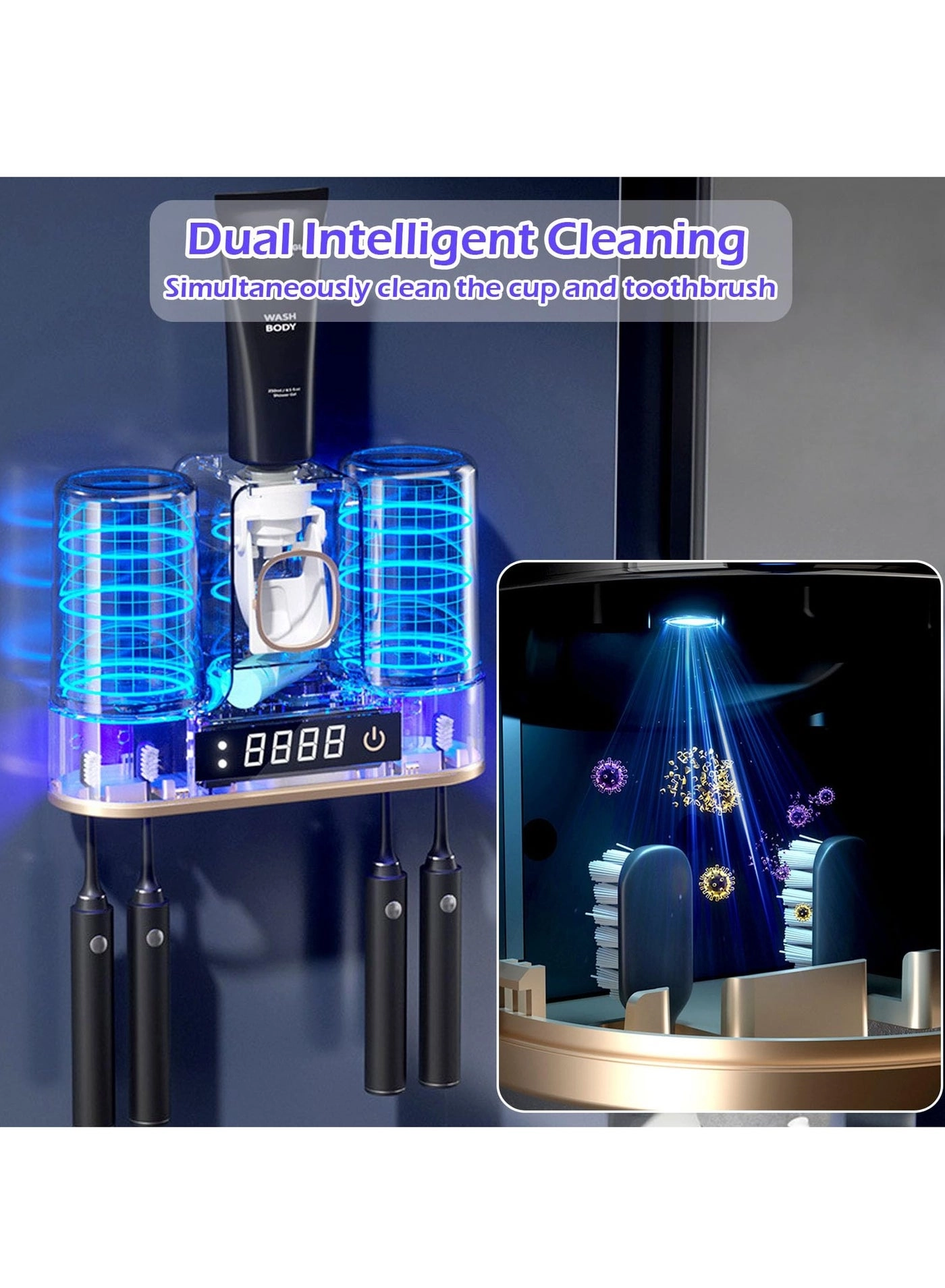 Toothbrush Holder - Wall Mounted 4 toothbrush slots