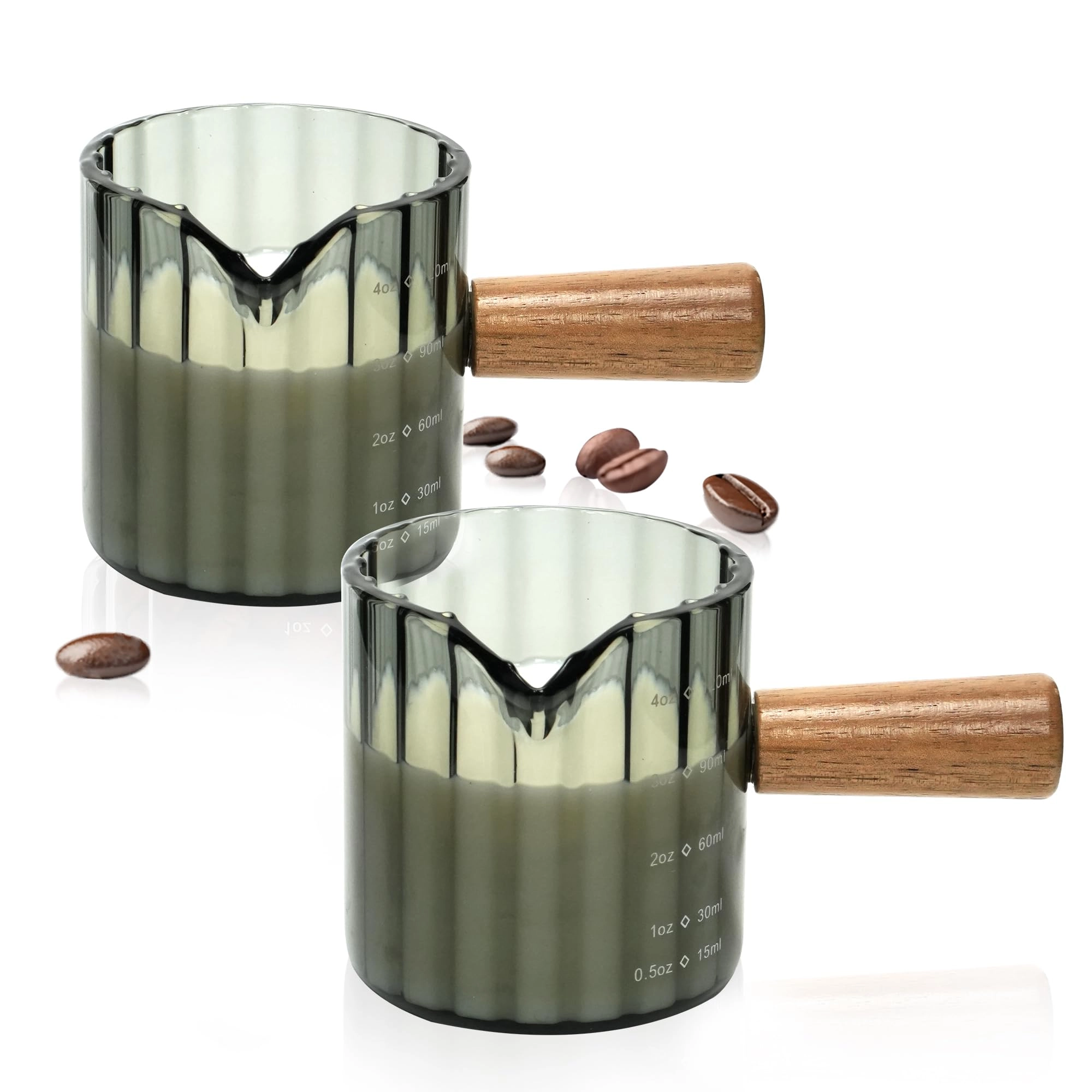 Steviieden Espresso Shot Glass - 2 pcs - Wooden Handle - 120 ml