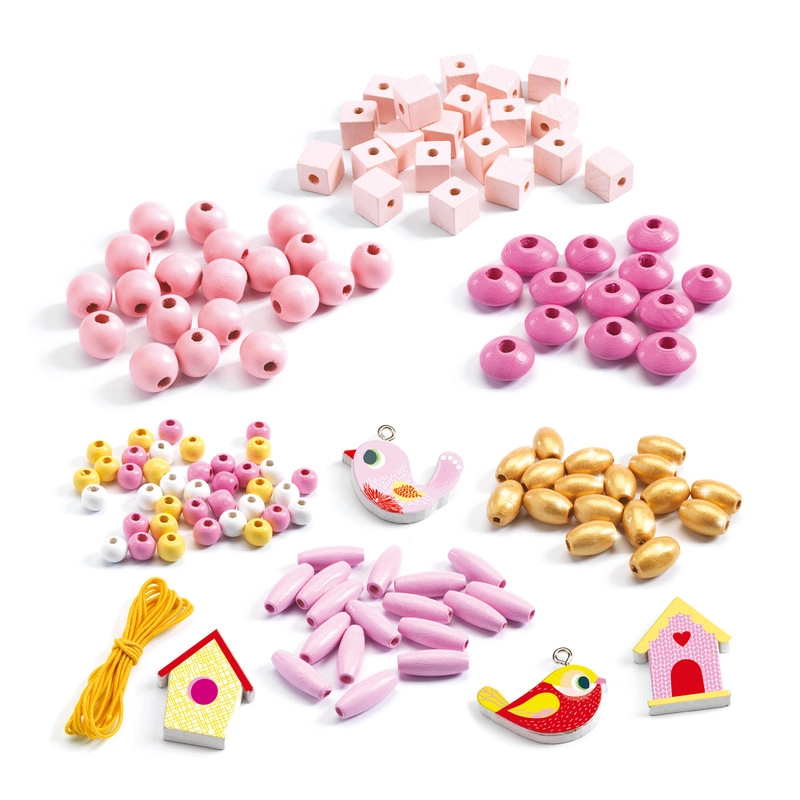 Wooden Bird Bead Kit - 450 beads 8 charms