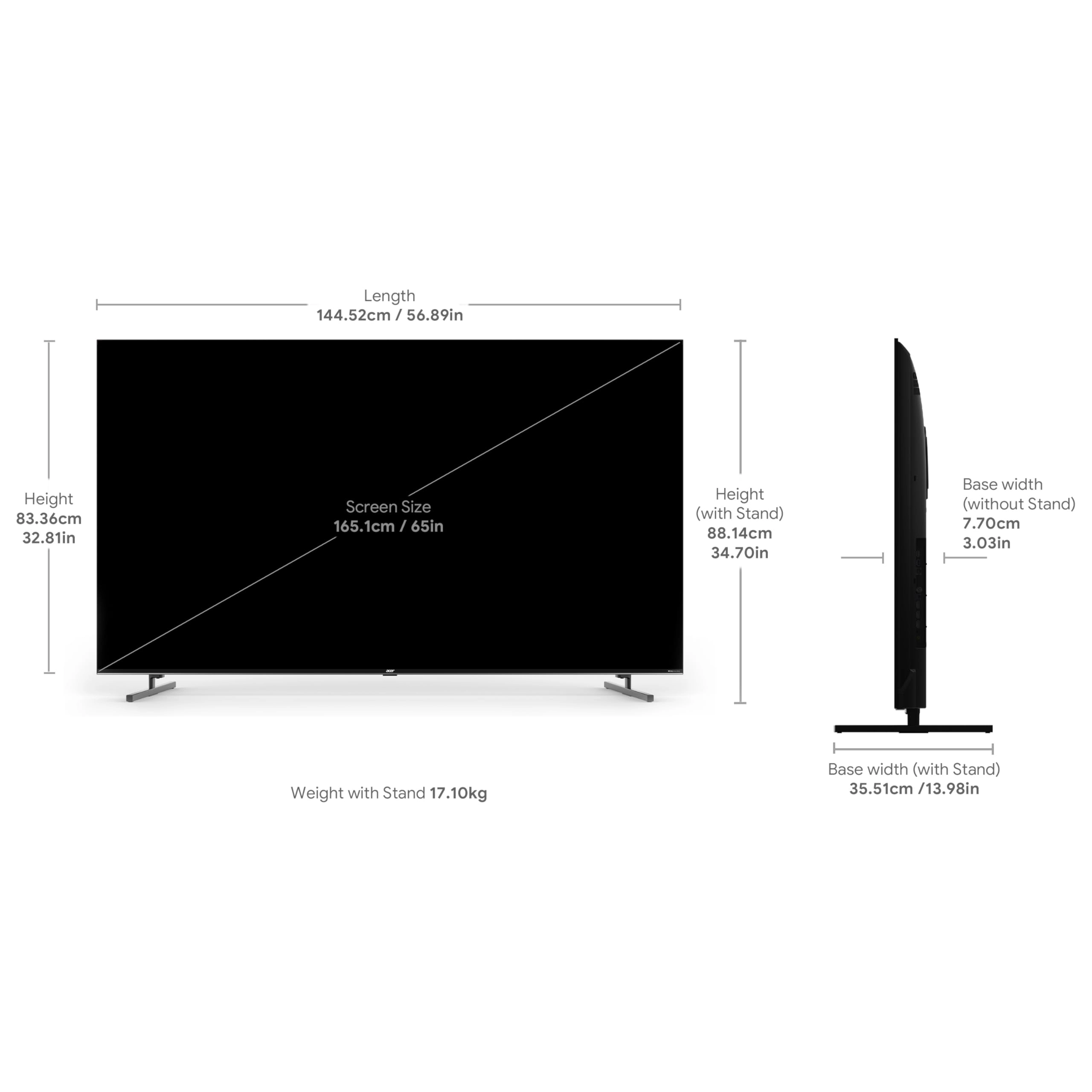 AR65QDXGU2875AT - 65 inches