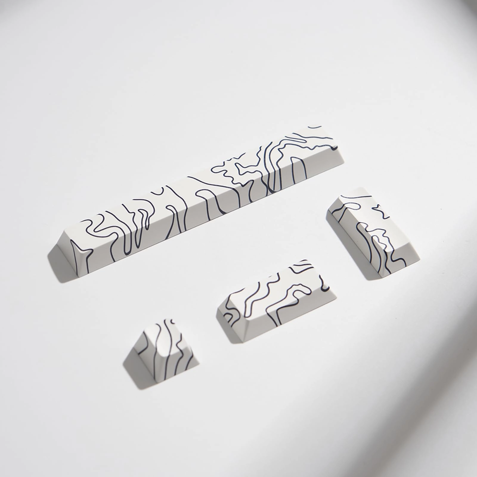 Gliging Keycap Set - 4pcs White Topographic PBT Cherry Profile