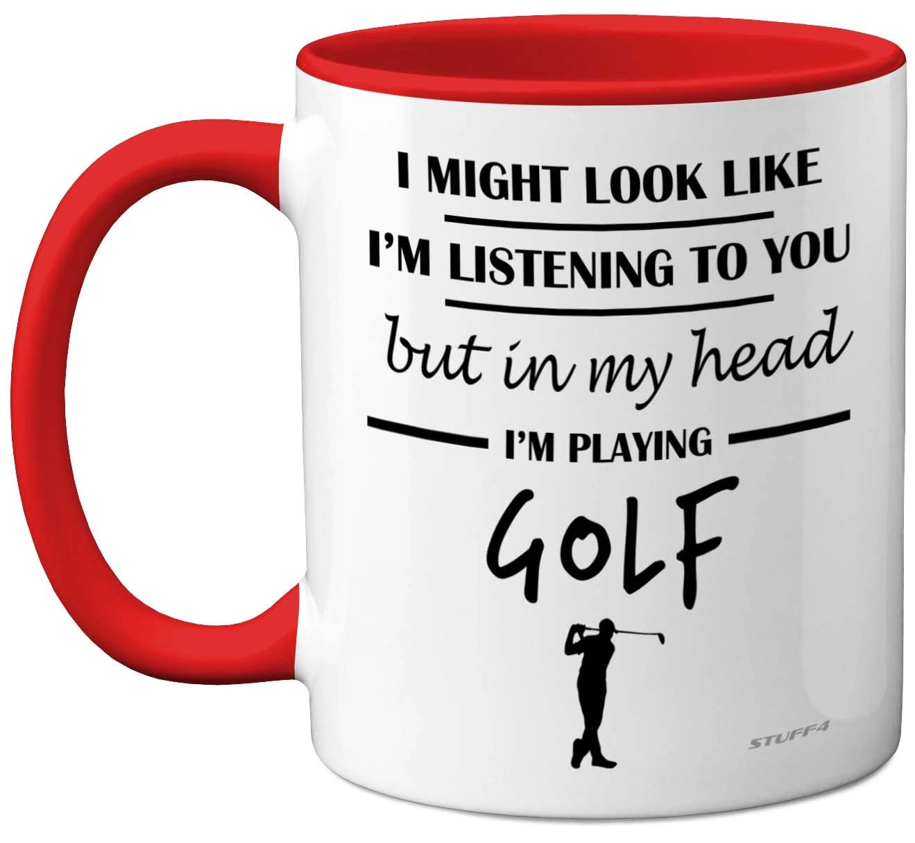 STUFF4 In My Head I'm Playing Golf Mug - 1 pcs Red Handle