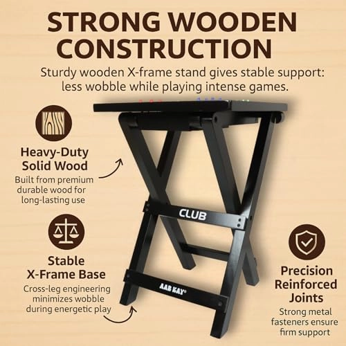 Folding Wooden Ludo Table - Stand Built-In Drawer Dark Cherry