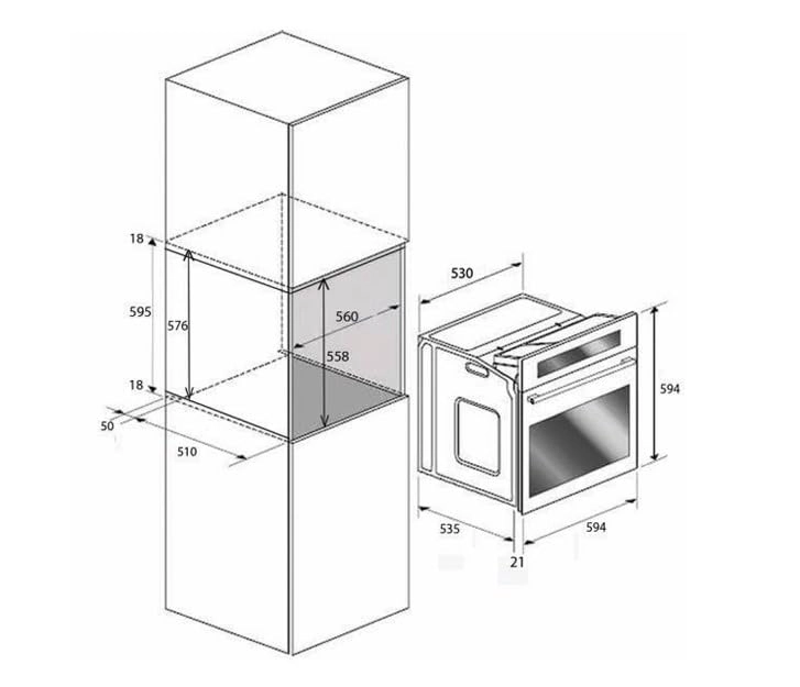 METRO INOX OVE6016020 60cm Built-In Gas Oven