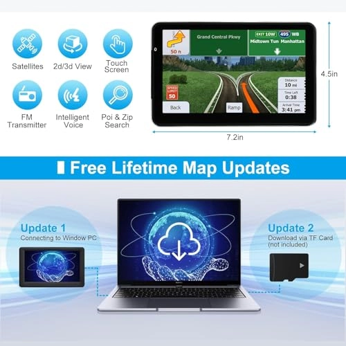 GPS Navigator - 7-Inch Touch Screen Free Lifetime Map Updates