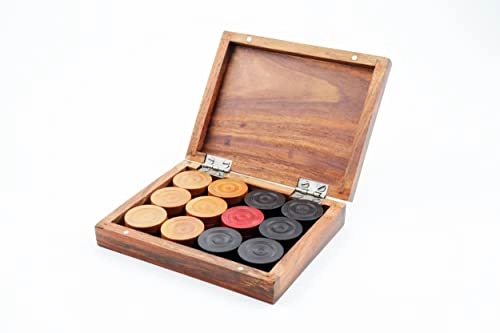 Premia - Carrom Coins Wooden Ashwood Box