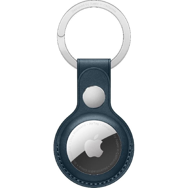 AirTag Leather Key Ring - Baltic Blue