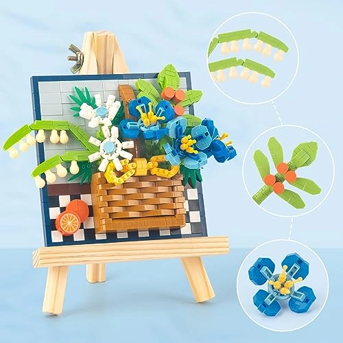 Blue Rose Building Kit - Beech Wood Bouquet Set
