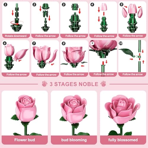 Pink Rose Building Blocks Bouquet - 684 pcs