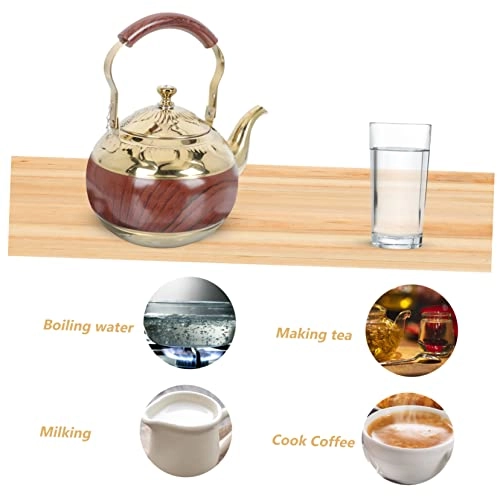Stove Top Teapot - Wooden stainless steel 3L