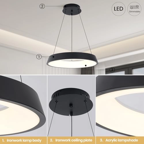 Round LED Chandelier - 3000K–6000K Dimmable