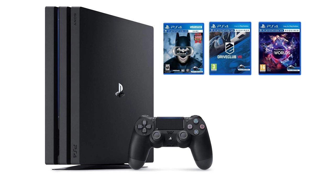 SIE PlayStation 4 Pro - 1TB + PSVR Games - Batman: Arkham VR Driveclub VR PlayStation VR Worlds
