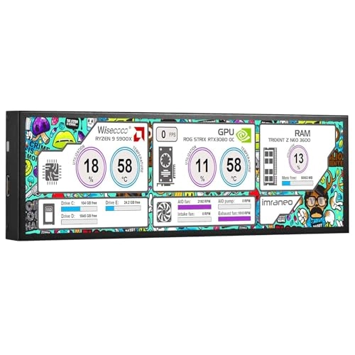 Computer Secondary Screen CPU Temperature Monitor - 1920x480 8.8 Inches