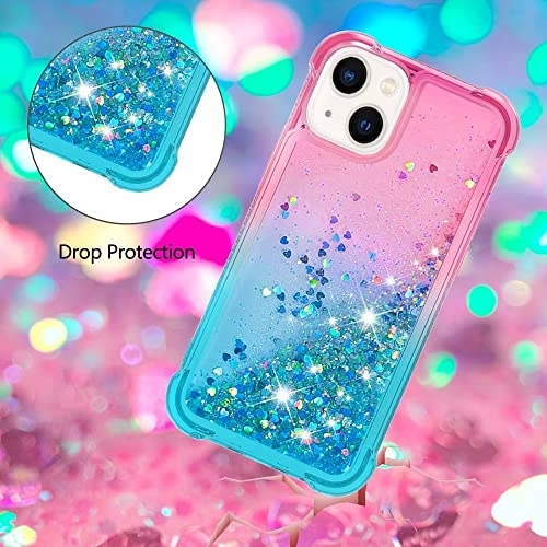 Glitter Moving Quicksand Flowing Cover - TPU Silicone Bumper for iPhone 14