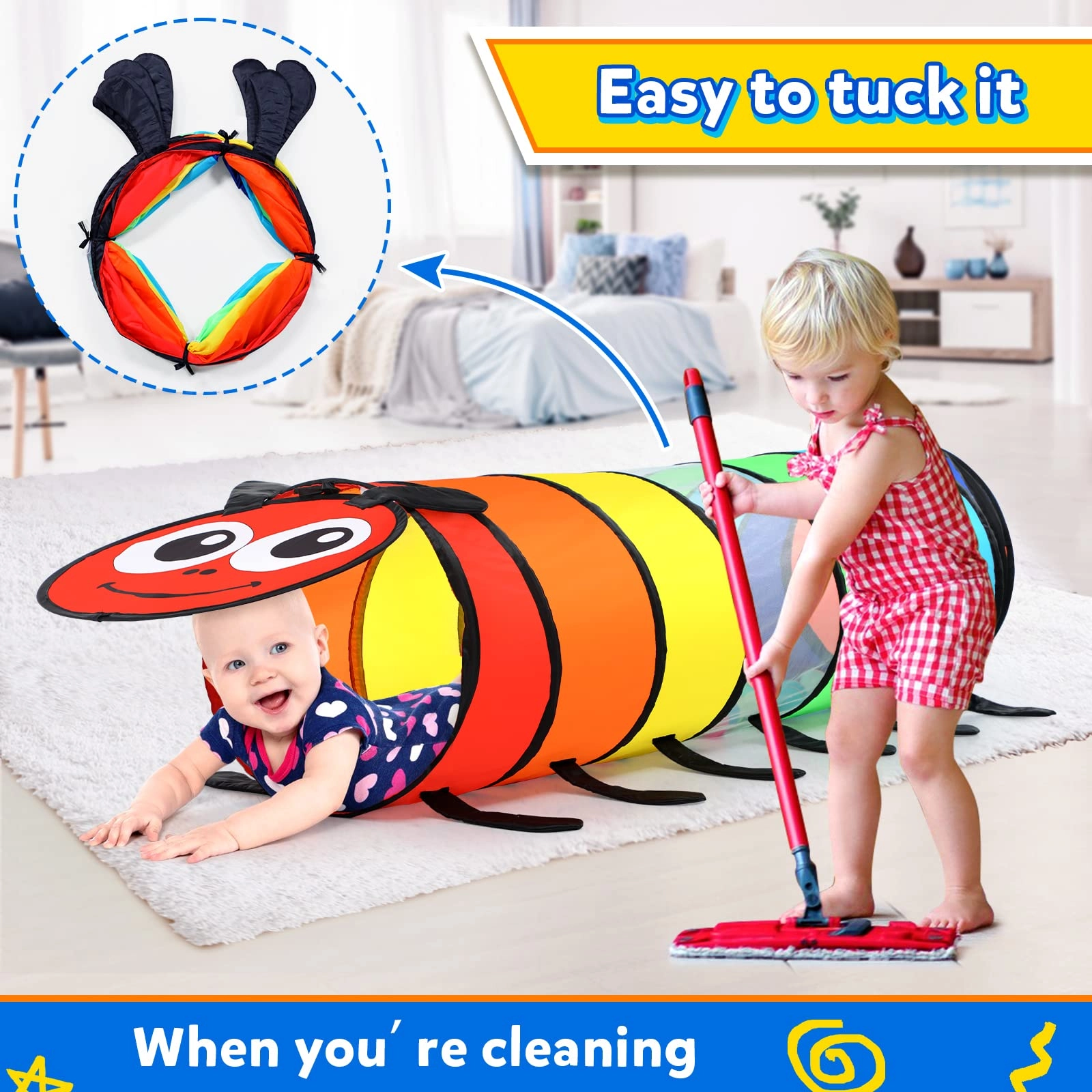 Kids Play Tunnel - Colorful Pop Up Rainbow