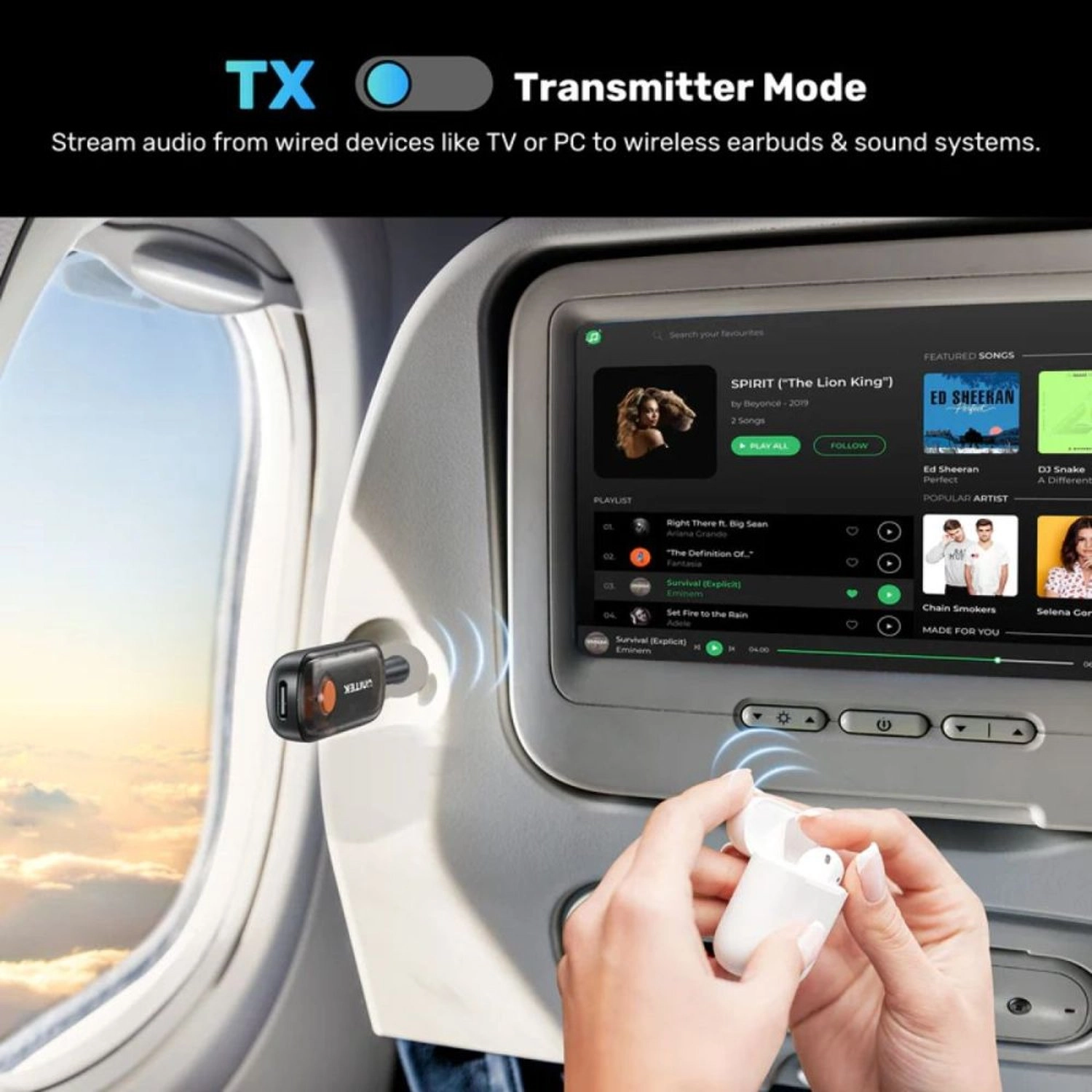 Bluetooth Transmitter Receiver - Bluetooth 5.0 Rechargeable battery