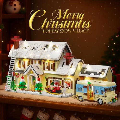 Christmas House Village Building Blocks (BuildingBlock) - Light Snow Cabin Camper
