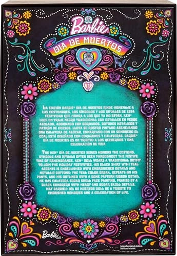 Barbie Día De Muertos Ken Collectible Figure - Black Suit Sky Blue Accents Ages 6+