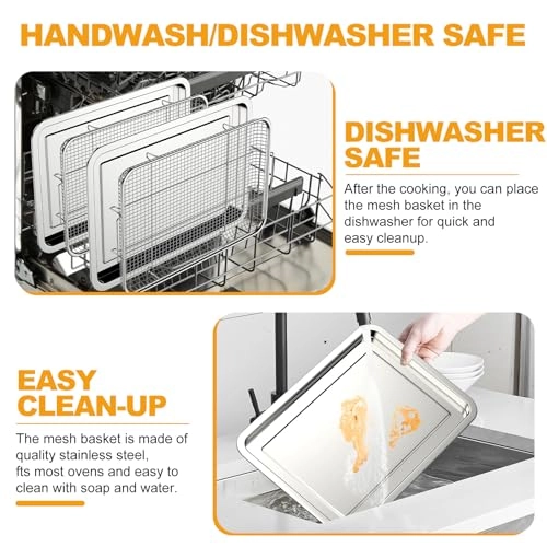 Air Fryer Basket and Tray Set - Stainless Steel 2 Pack