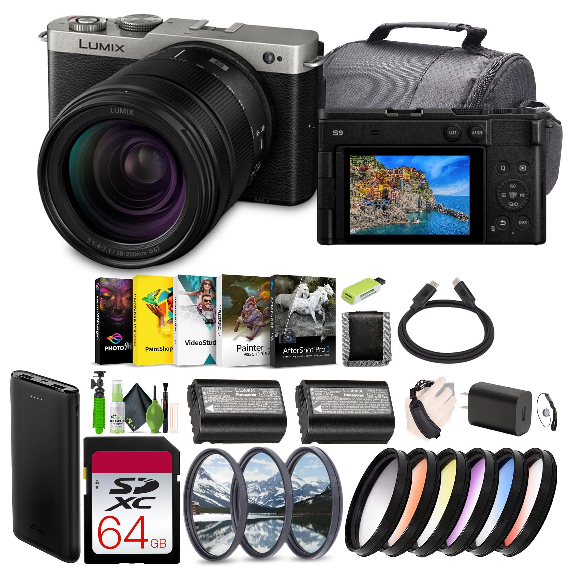 Panasonic S9 + SF-M Tough Series UHS-II SDXC Memory Card + 67mm Professional Filter Kit