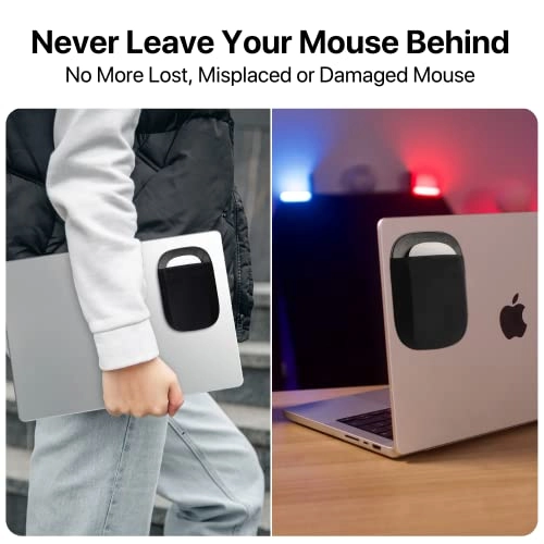 Stick-On Mouse Pouch - Adhesive Holder Compatible with Apple Magic Mouse 1 & 2 Black