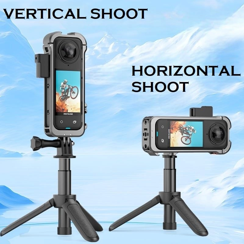 Aluminium Frame for Insta360 X4 - Cold Shoe Mounts Tripod Compatibility