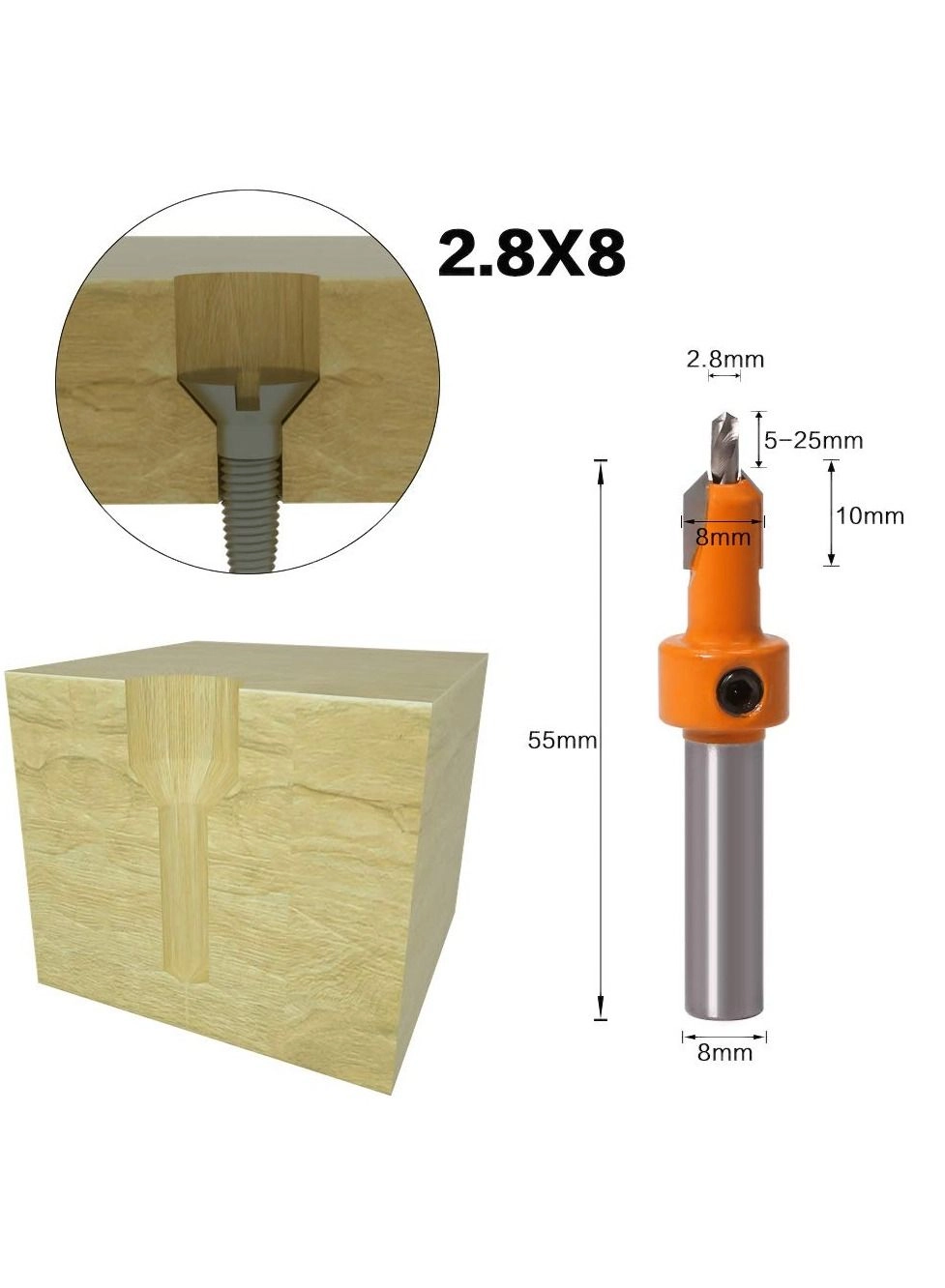 HSS Countersink Drill Bit Set - 5 Pcs 2.8mm 3mm 3.2mm 3.5mm 4mm