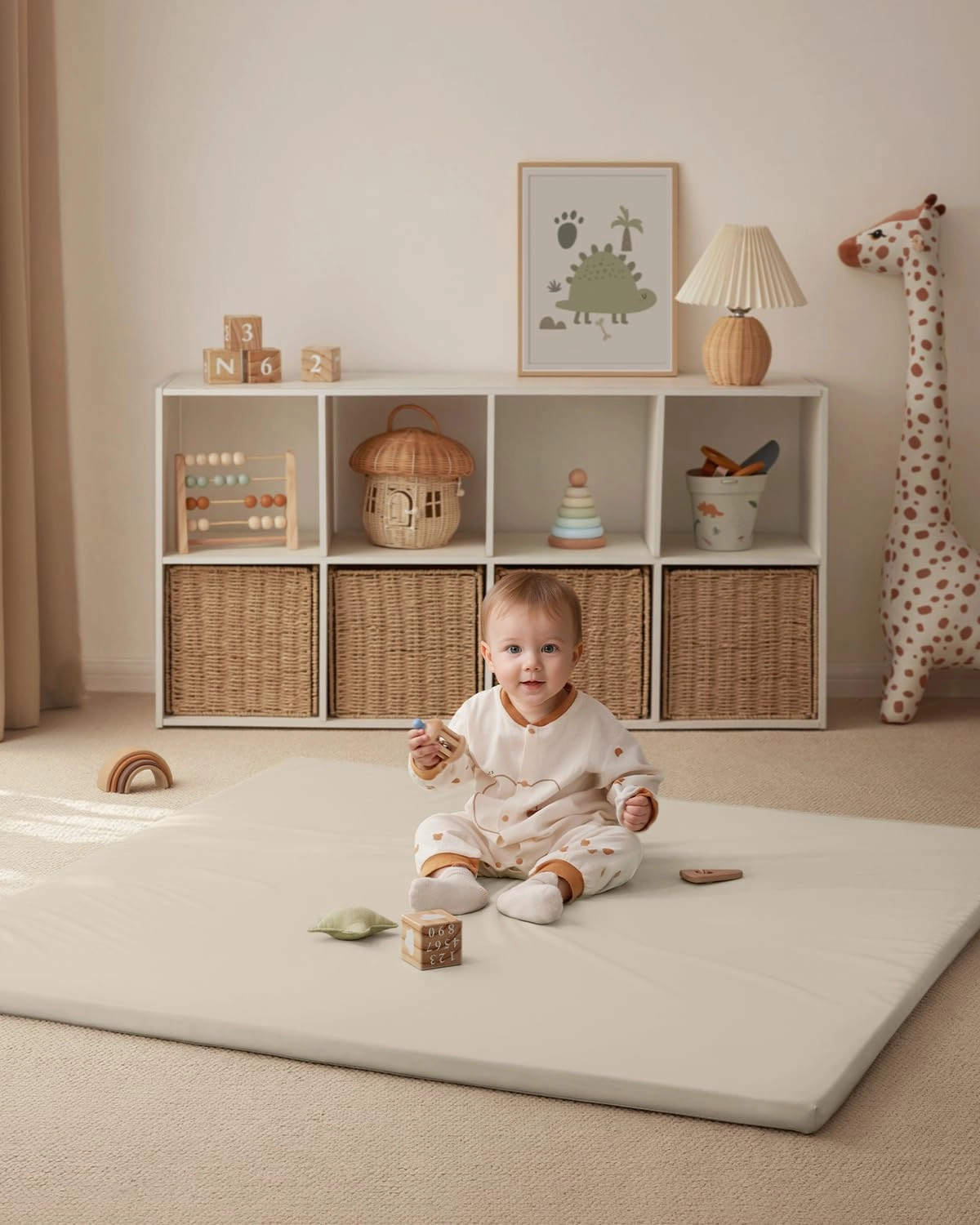 Vegan Leather Baby Play Mat - 50x50 Taupe